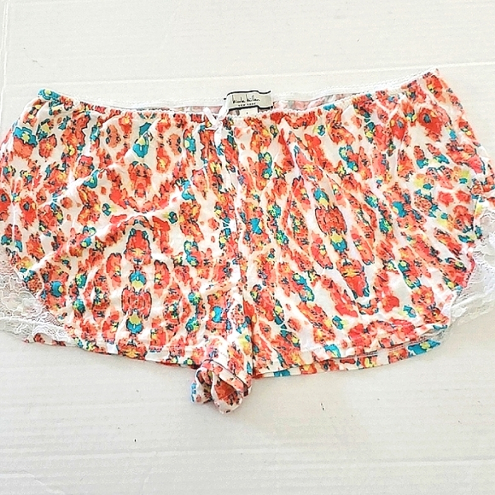 Nicole Miller Salmon Animal Print Pajama Shorty Shorts L